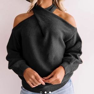 Miracle black sweater convertible straps open shoulder size M/L